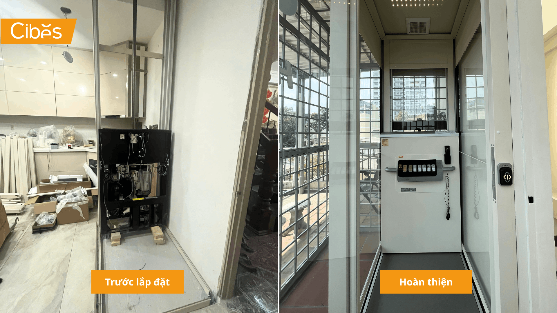 Lắp thang máy châu Âu Cibes Cloud Plus tại phường Diên Hồng